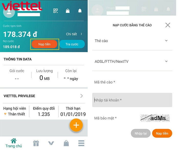 Hướng dẫn thanh toán internet Viettel bằng thẻ cào