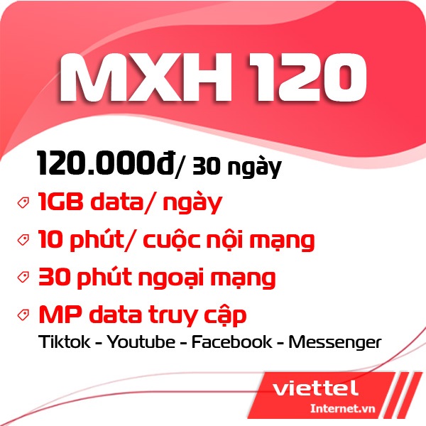 Gói cước MXH120 Vitetel