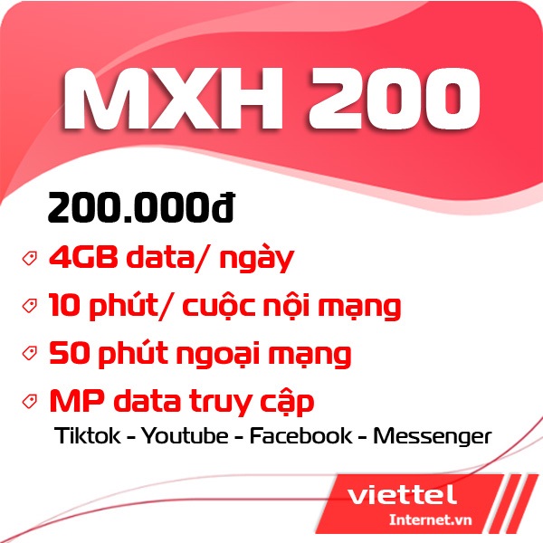 Gói cước MXH200 Viettel