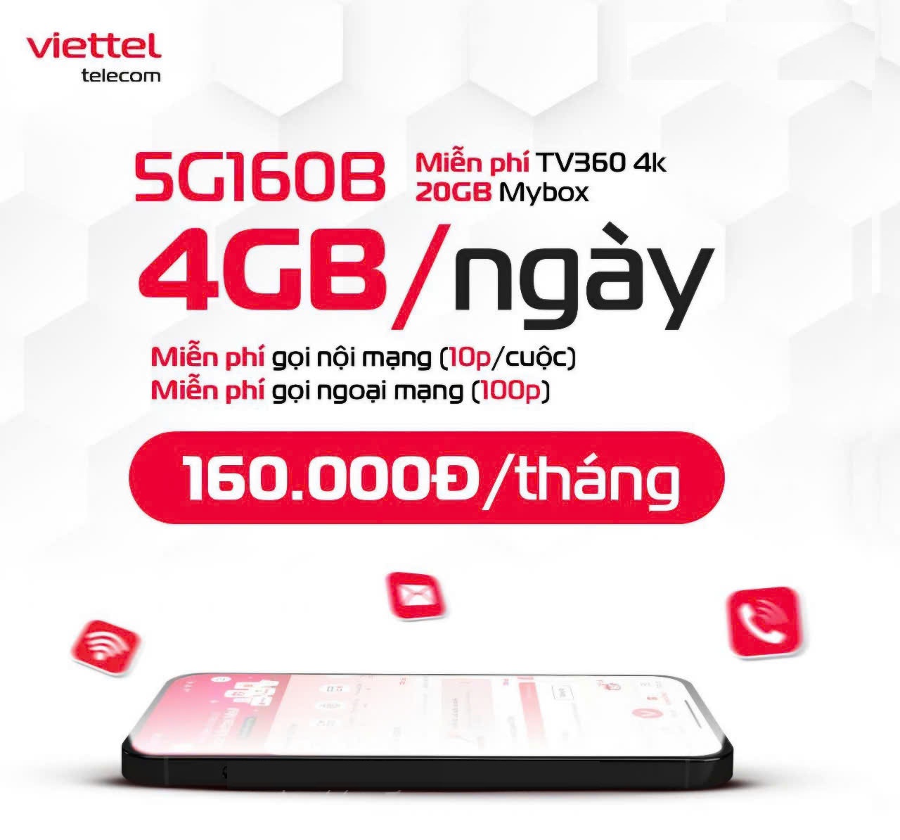 Gói Cước 5G160B Viettel